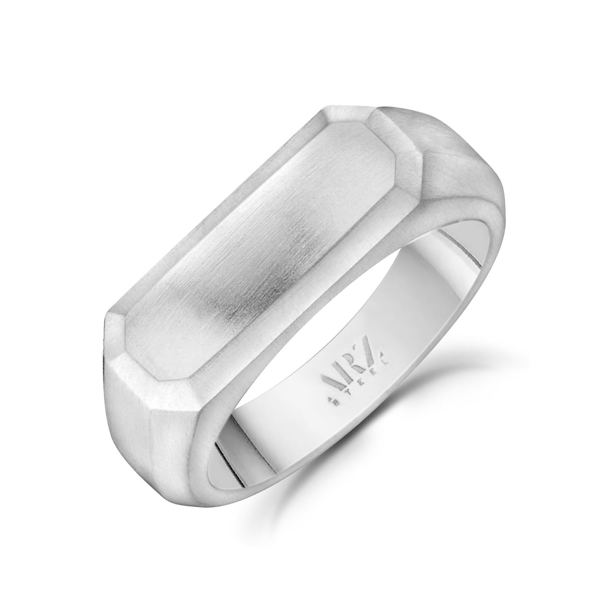 Men Ring - Matte Steel Engravable Rectangle Signet Ring