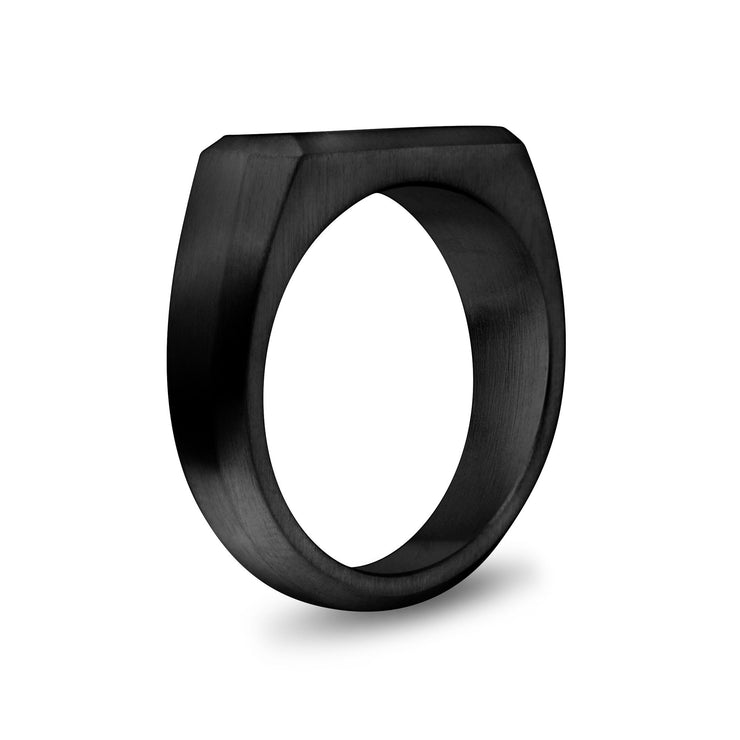 Men Ring - Matte Black Steel Engravable Rectangle Signet Ring