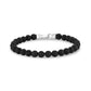 Mens Steel Bead Bracelets - 6mm Matte Steel Clasp Black Lava Bead Bracelet