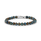 Mens Steel Bead Bracelets - 6mm Matte Steel Clasp Blue Brown Bead Bracelet