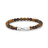 Mens Steel Bead Bracelets - 6mm Matte Steel Clasp Tiger Eye Bead Bracelet