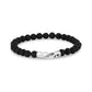 Mens Steel Bead Bracelets - 6mm Matte Steel Clasp Black Lava Bead Bracelet