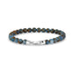 Mens Steel Bead Bracelets - 6mm Matte Steel Clasp Blue Brown Bead Bracelet