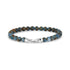 Mens Steel Bead Bracelets - 6mm Matte Steel Clasp Blue Brown Bead Bracelet