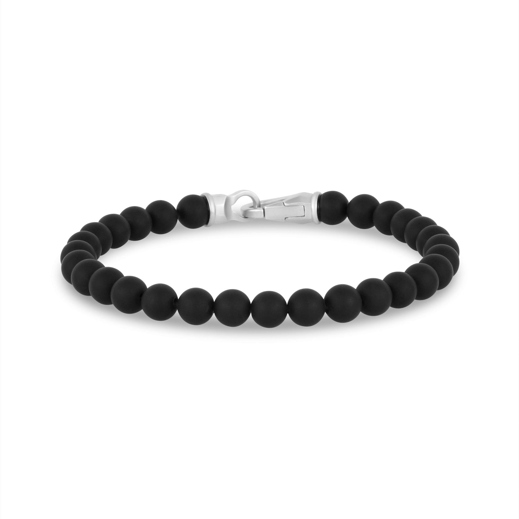Mens Steel Bead Bracelets - 6mm Matte Steel Clasp Bead Bracelet