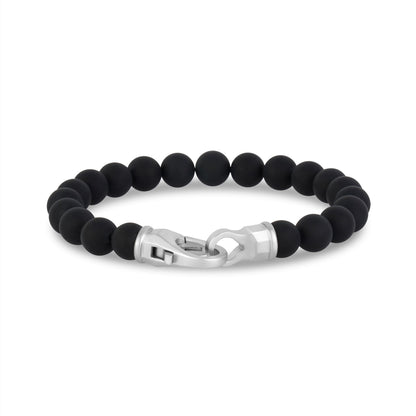 Mens Steel Bead Bracelets - 8mm Matte Steel Clasp Bead Bracelet