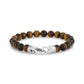 Mens Steel Bead Bracelets - 8mm Matte Steel Clasp Tiger Eye Bead Bracelet