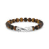 Mens Steel Bead Bracelets - 8mm Matte Steel Clasp Tiger Eye Bead Bracelet
