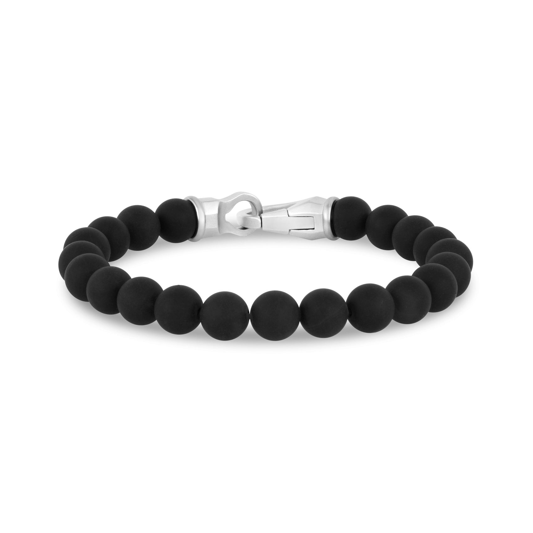 Mens Steel Bead Bracelets - 8mm Matte Steel Clasp Bead Bracelet