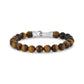 Mens Steel Bead Bracelets - 8mm Matte Steel Clasp Tiger Eye Bead Bracelet