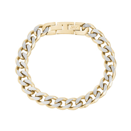 Mens Steel Bracelets - 11mm Gold Two Tone Steel Cuban Link Bracelet