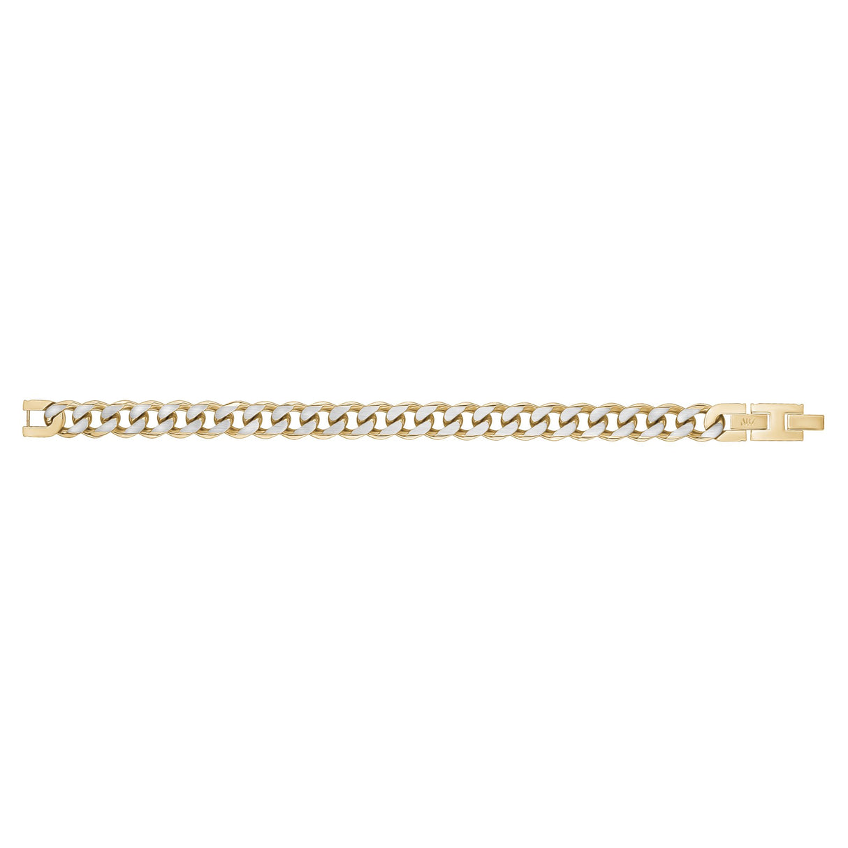 Mens Steel Bracelets - 11mm Gold Two Tone Steel Cuban Link Bracelet