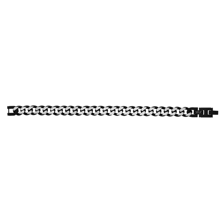 Mens Steel Bracelets - 11mm Black Two Tone Steel Cuban Link Bracelet