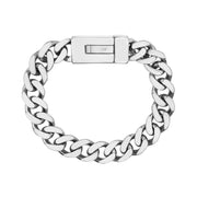Mens Steel Bracelets - 12mm Stainless Steel Cuban Link Engravable Bracelet