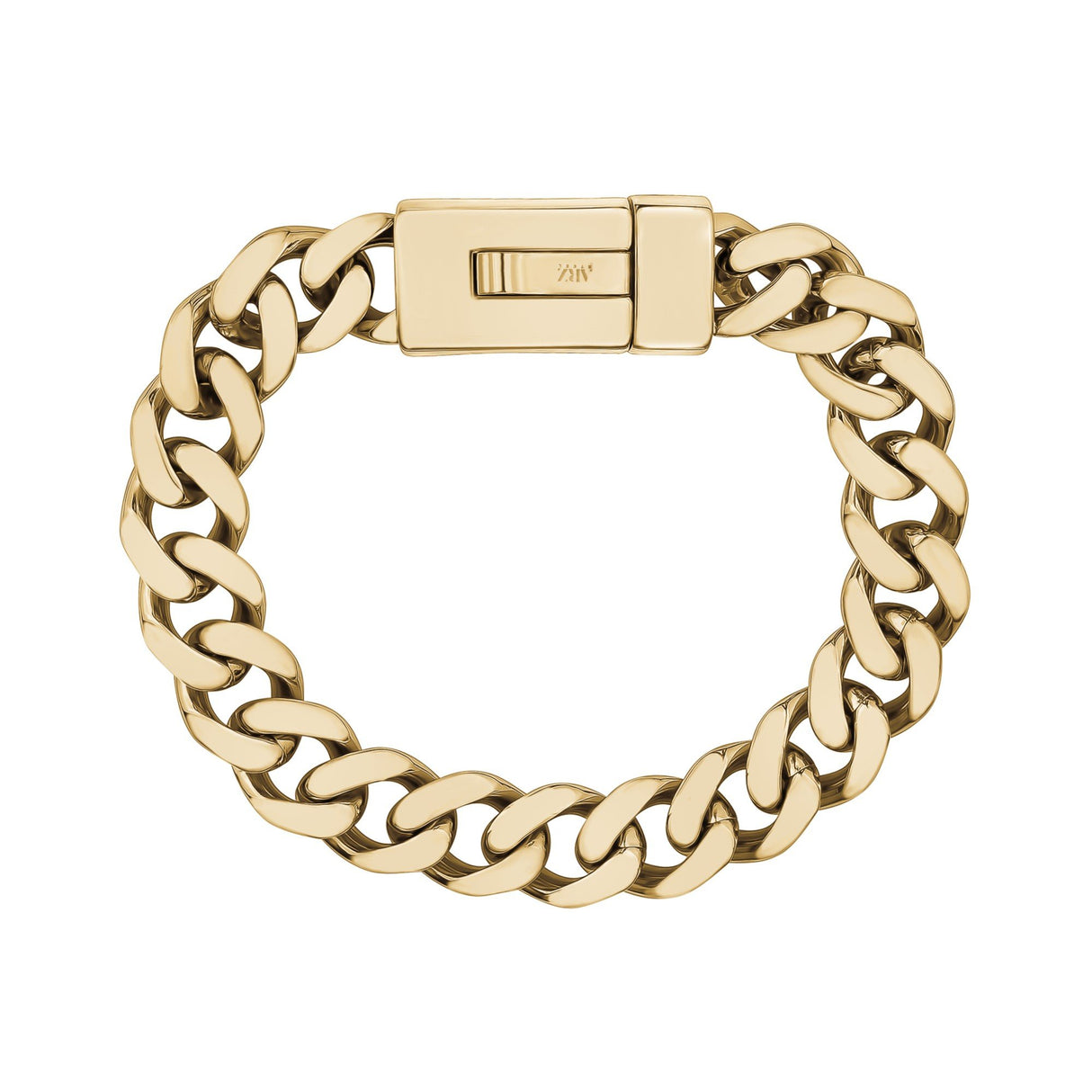 Mens Steel Bracelets - 12mm Gold Stainless Steel Cuban Link Engravable Bracelet