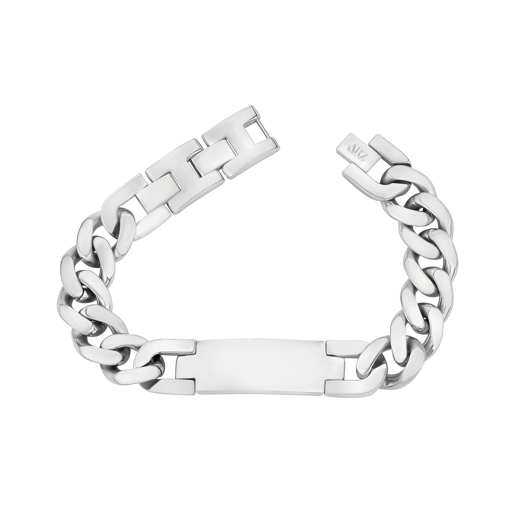 Mens Steel Bracelets - 14mm Bulky Steel Cuban Link ID Engravable Bracelet