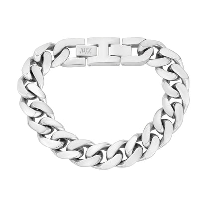 Mens Steel Bracelets - 14mm Chunky Steel Cuban Link Chain Bracelet