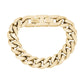 Mens Steel Bracelets - 14mm Chunky Gold Steel Cuban Link Chain Bracelet