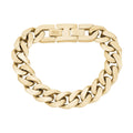 Mens Steel Bracelets - 14mm Chunky Gold Steel Cuban Link Chain Bracelet