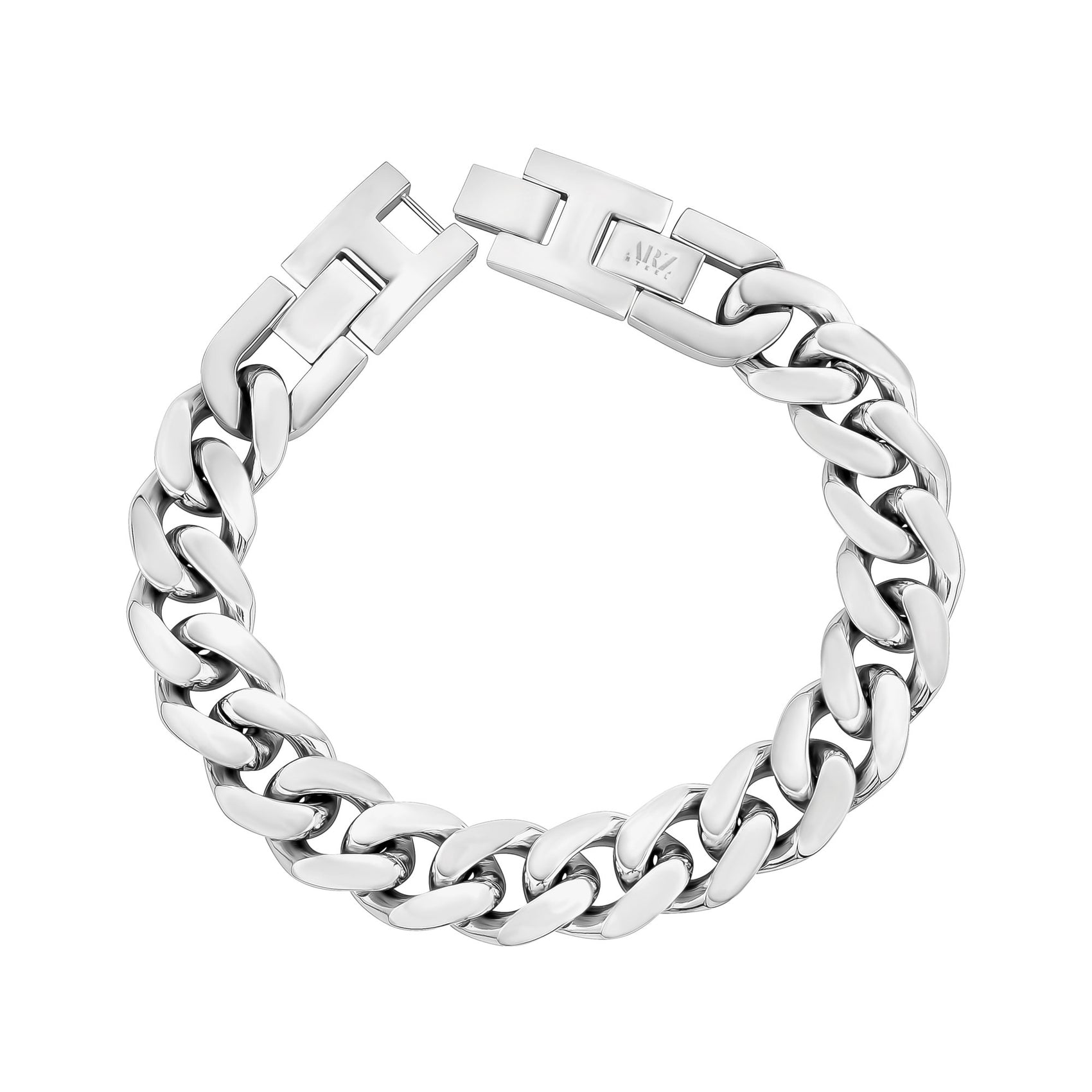 Mens Steel Bracelets - 14mm Chunky Steel Cuban Link Chain Bracelet