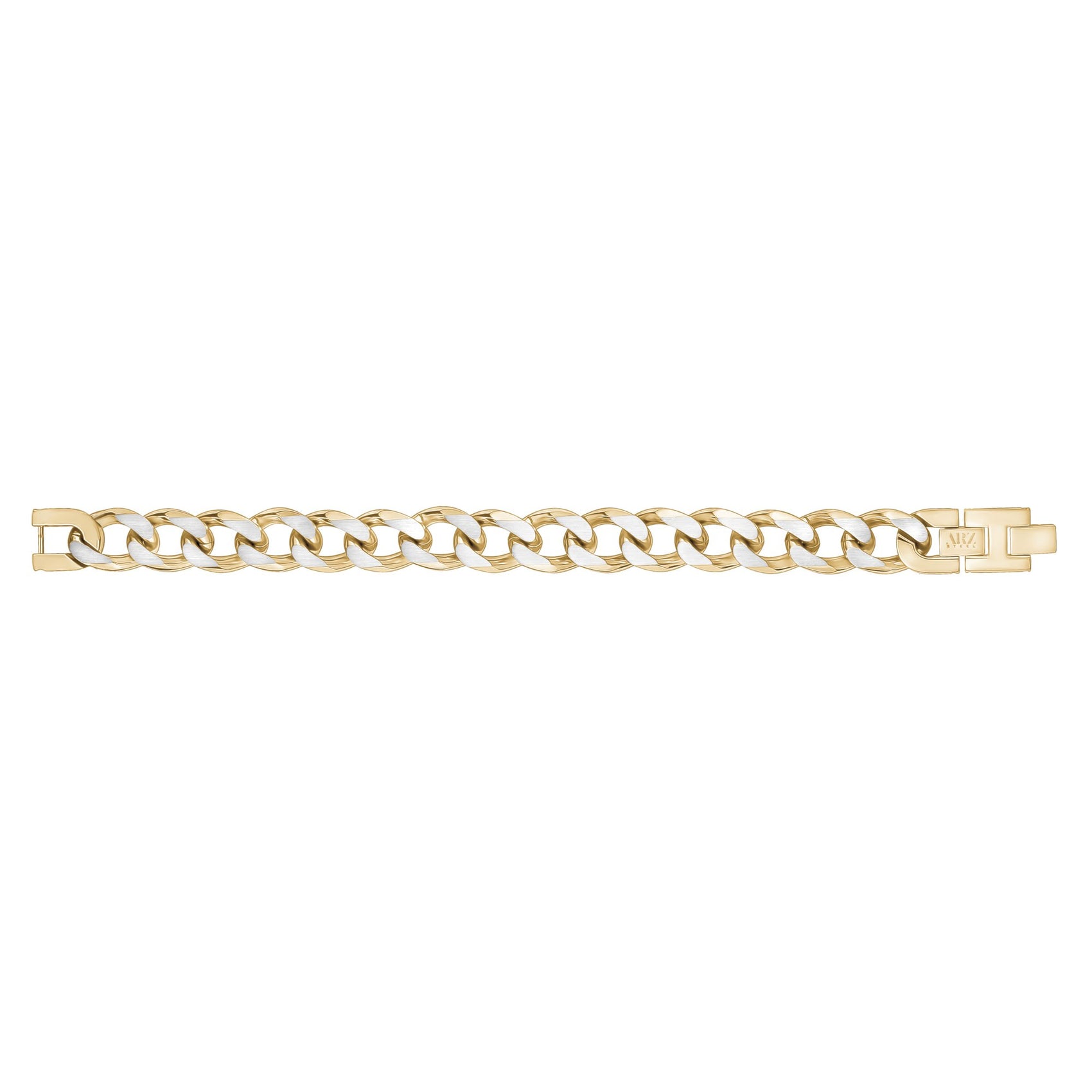 Mens Steel Bracelets - 14mm Gold Two Tone Steel Chunky Cuban Link Bracelet