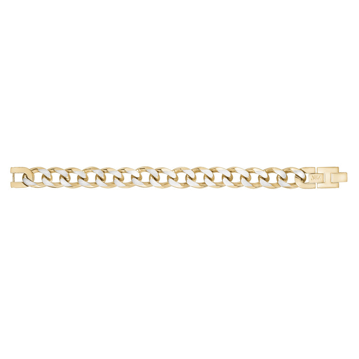 Mens Steel Bracelets - 14mm Gold Two Tone Steel Chunky Cuban Link Bracelet