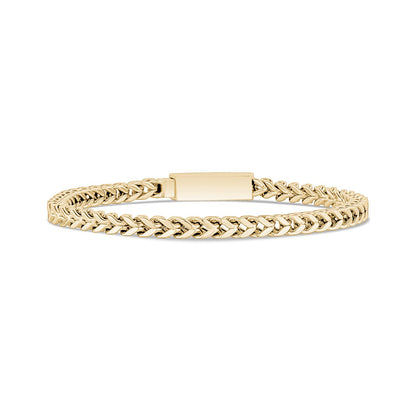 Shiny stainless steel Franco link bracelet designed for everyday wear and engraving  