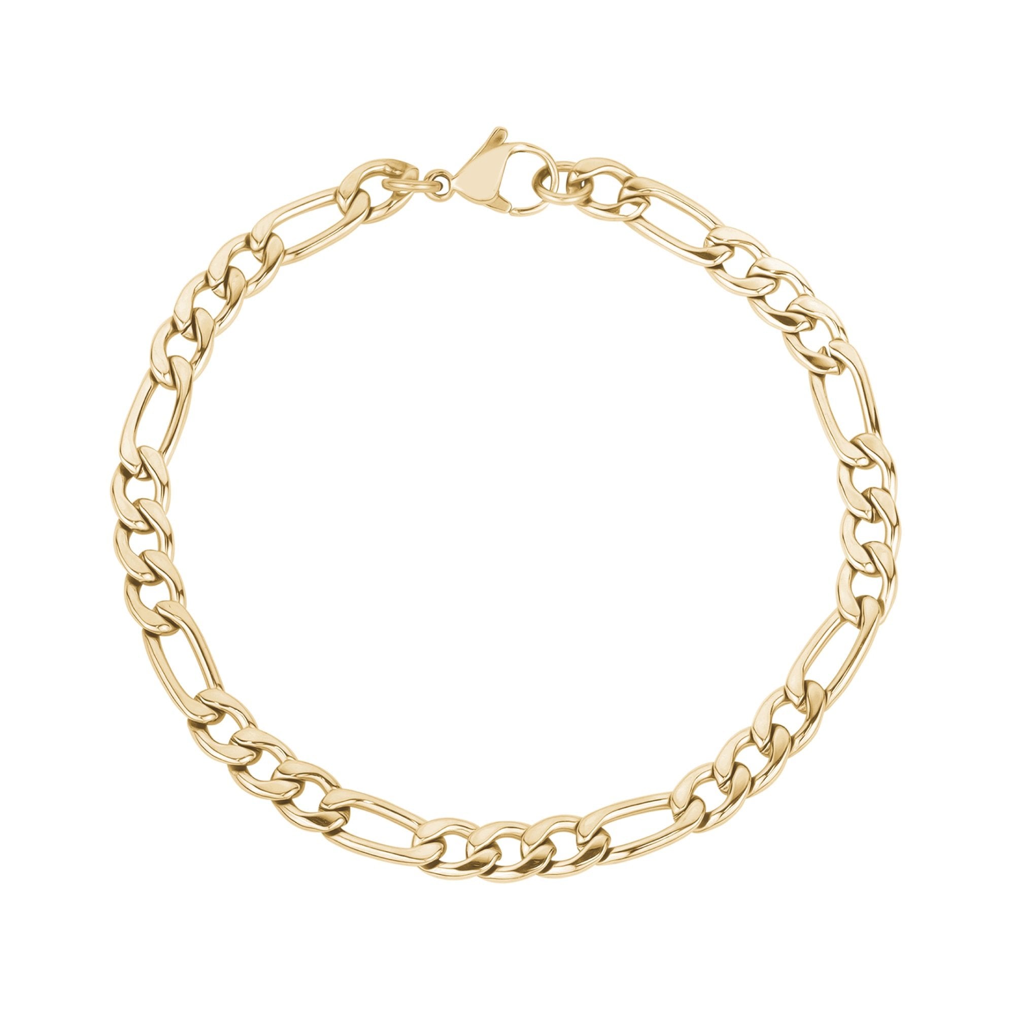 18K Gold Jewelry Fashion Stainless Steel Figaro Chain Bracelets - China Figaro  Chain and Bracelet price | Made-in-China.com