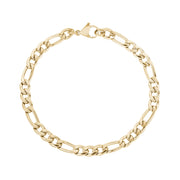 Mens Steel Bracelets - 5mm Gold Steel Figaro Link Bracelet