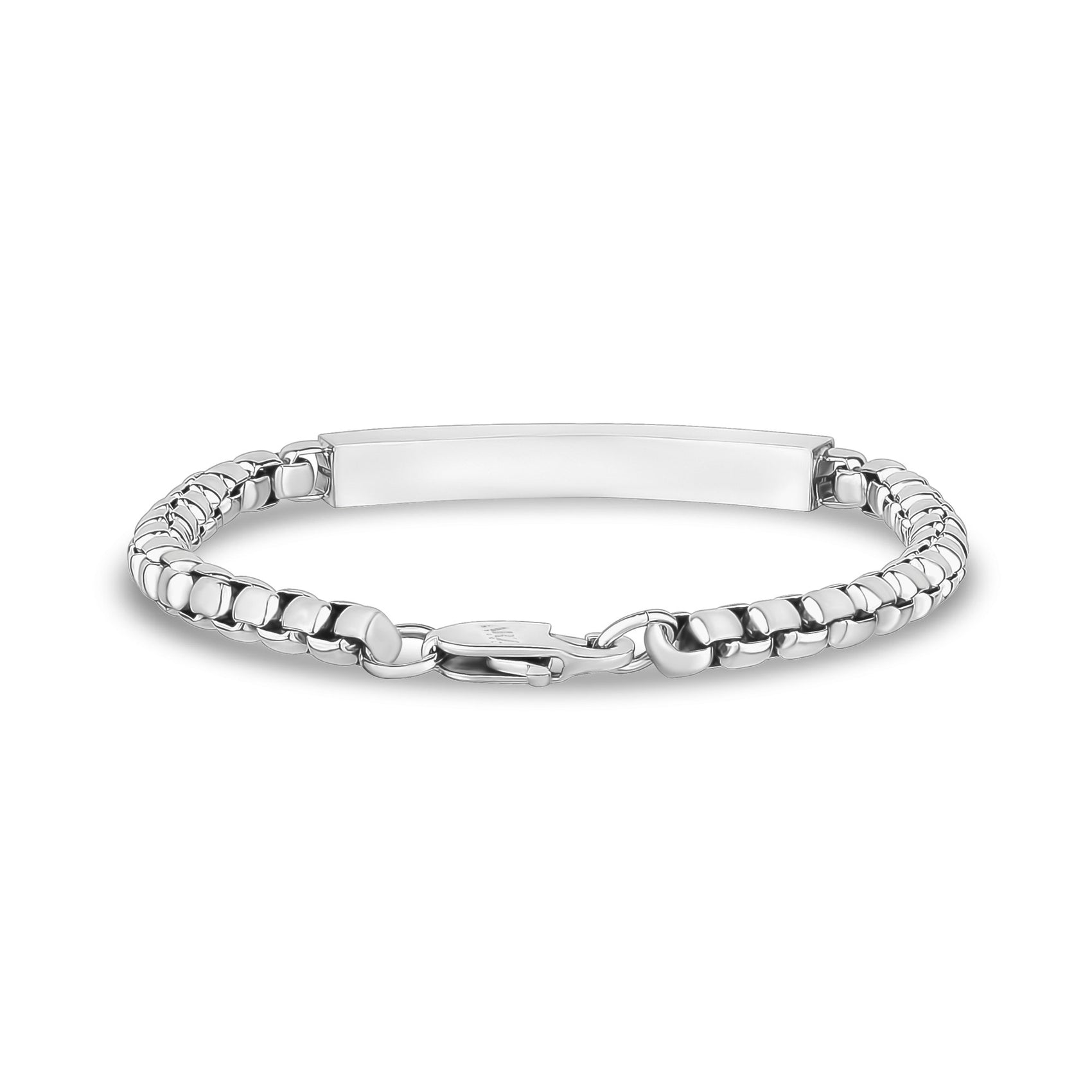 Mens Steel Bracelets - 5mm Round Box Engravable Steel ID Bracelet