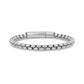 Silver men's box link bracelet with rounded links and polished clasp