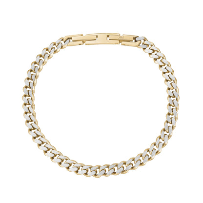 Mens Steel Bracelets - 5mm Gold Two Tone Steel Thin Cuban Link Bracelet