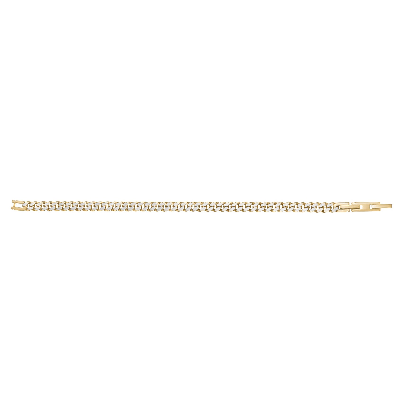 Mens Steel Bracelets - 5mm Gold Two Tone Steel Thin Cuban Link Bracelet