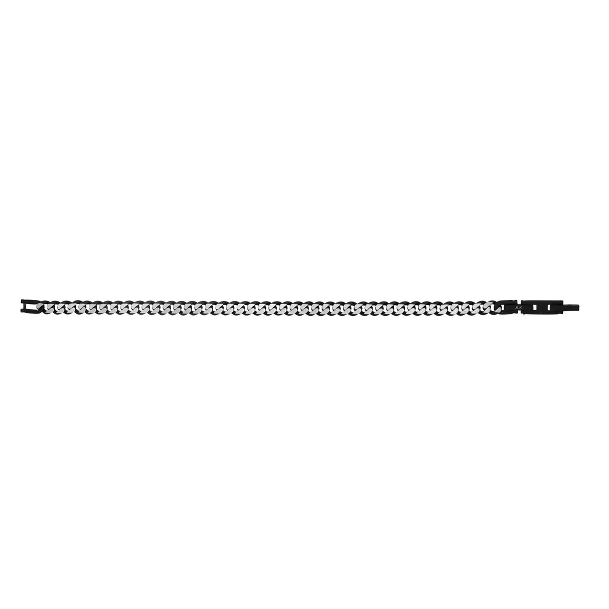 Mens Steel Bracelets - 5mm Black Two Tone Steel Thin Cuban Link Bracelet