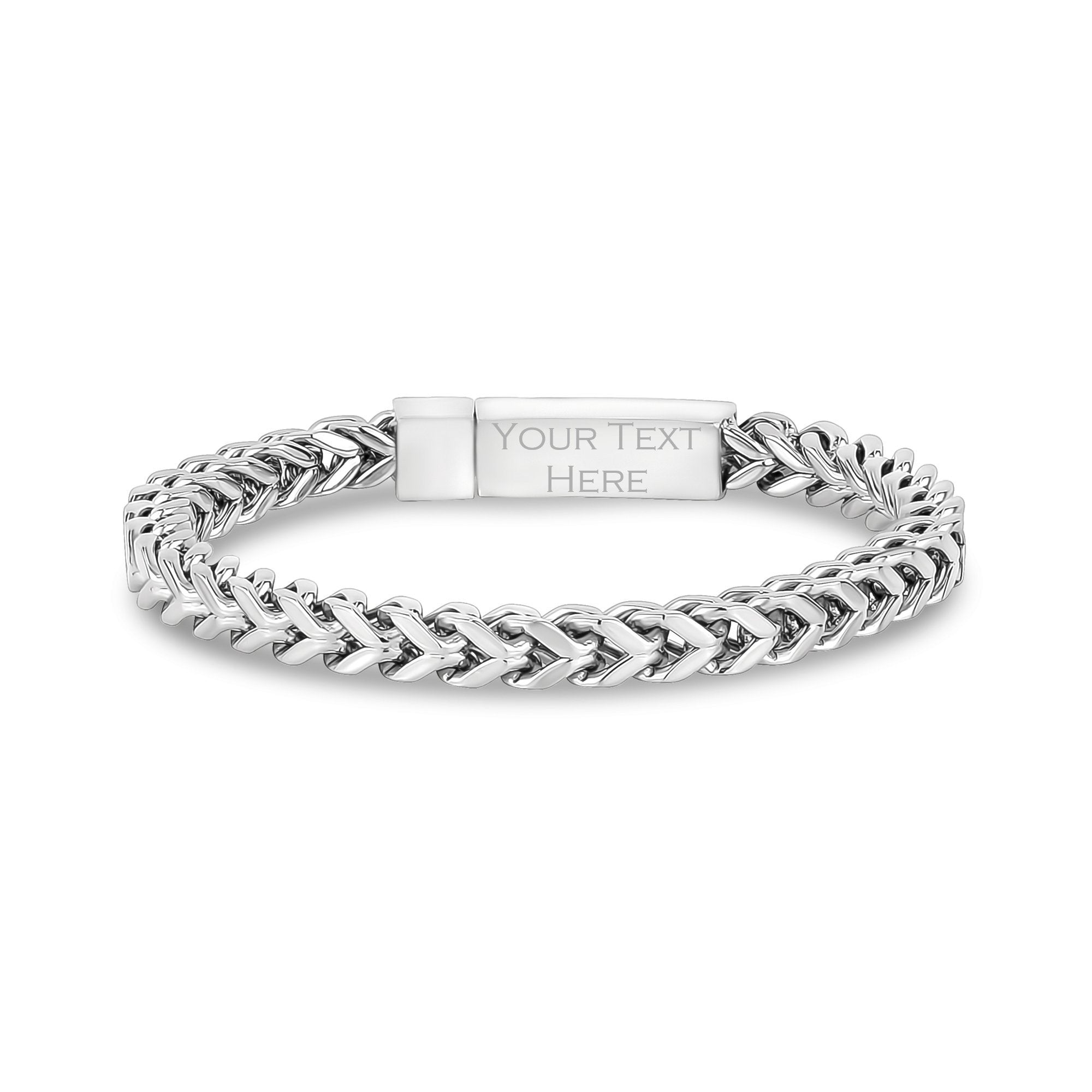6mm Stainless Steel Mens Franco Link Engravable Bracelet Gift