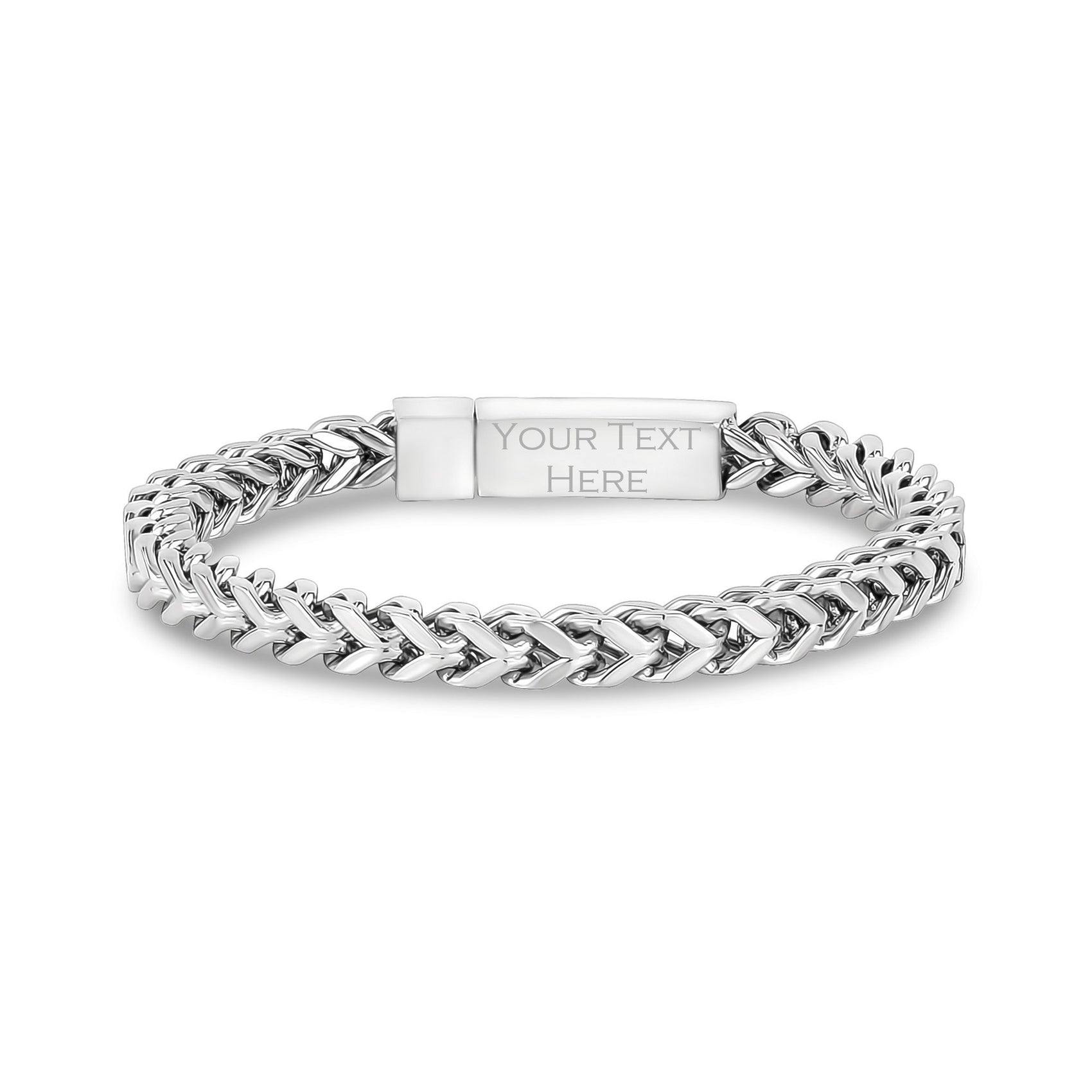 Engravable Franco link bracelet in 6mm width, crafted from premium stainless steel for lasting style  