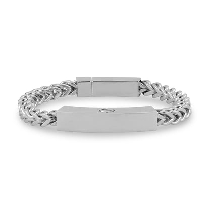 Mens Steel Bracelets - 6mm Franco Link Engravable ID Urn Bracelet for ashes
