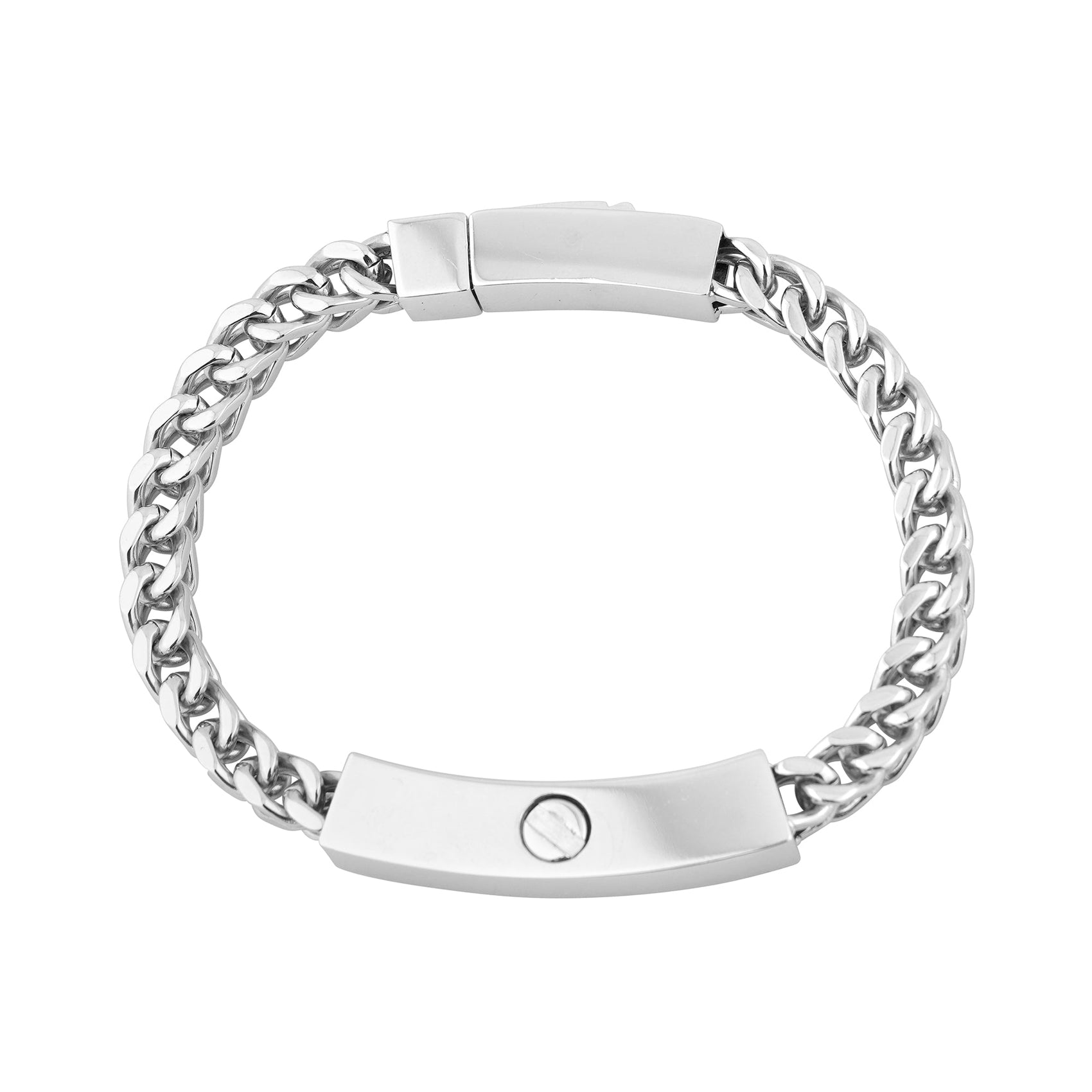 Mens Steel Bracelets - 6mm Franco Link Engravable ID Urn Bracelet for ashes