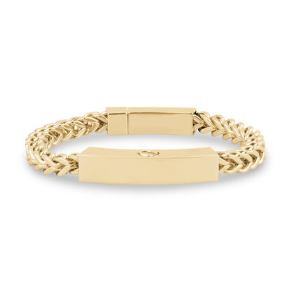 Mens Steel Bracelets - 6mm Gold Franco Link Engravable ID Urn Bracelet for ashes