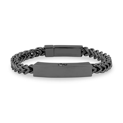 Mens Steel Bracelets - 6mm Gun Metal Franco Link Engravable ID Urn Bracelet for ashes