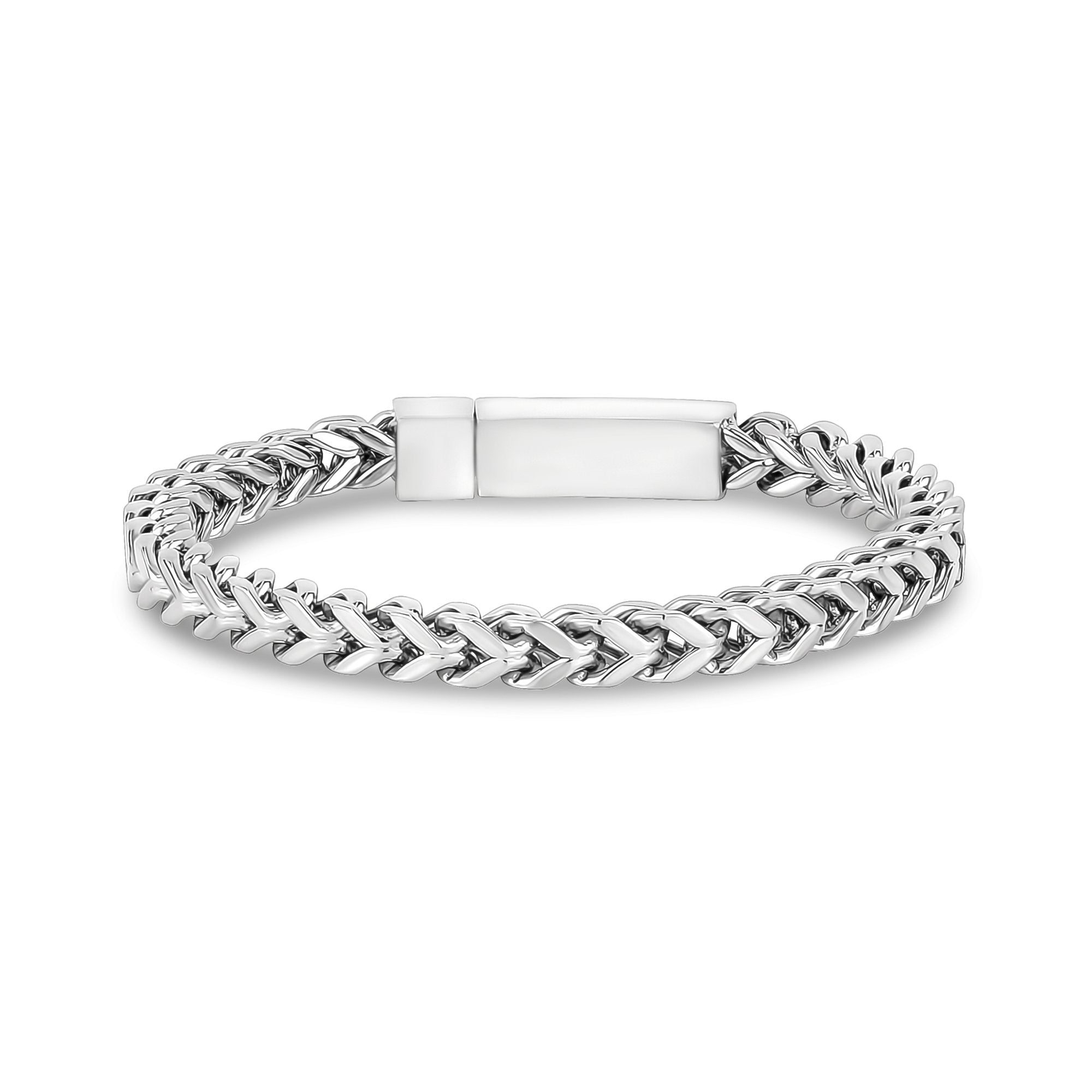 Men's 8.5" Stainless Steel Franco Chain Bracelet - 6mm Wide, High Polish, Nickel-Free (With Box)