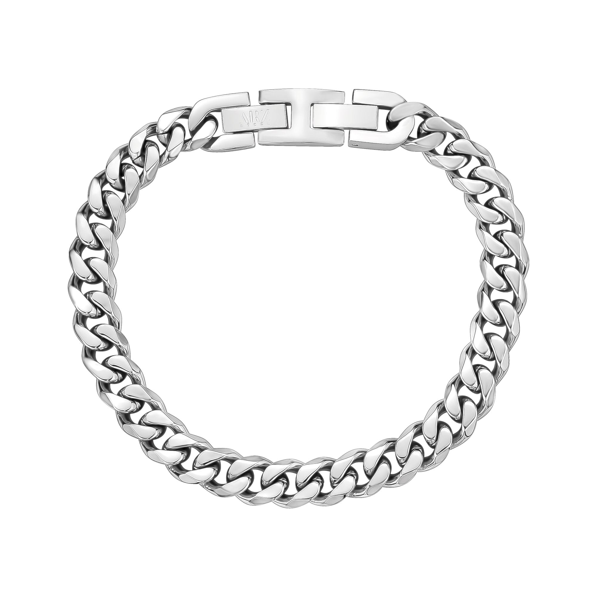 8mm Stainless Steel Cuban Link Chain and Bracelet L (8.5-9) / Silver