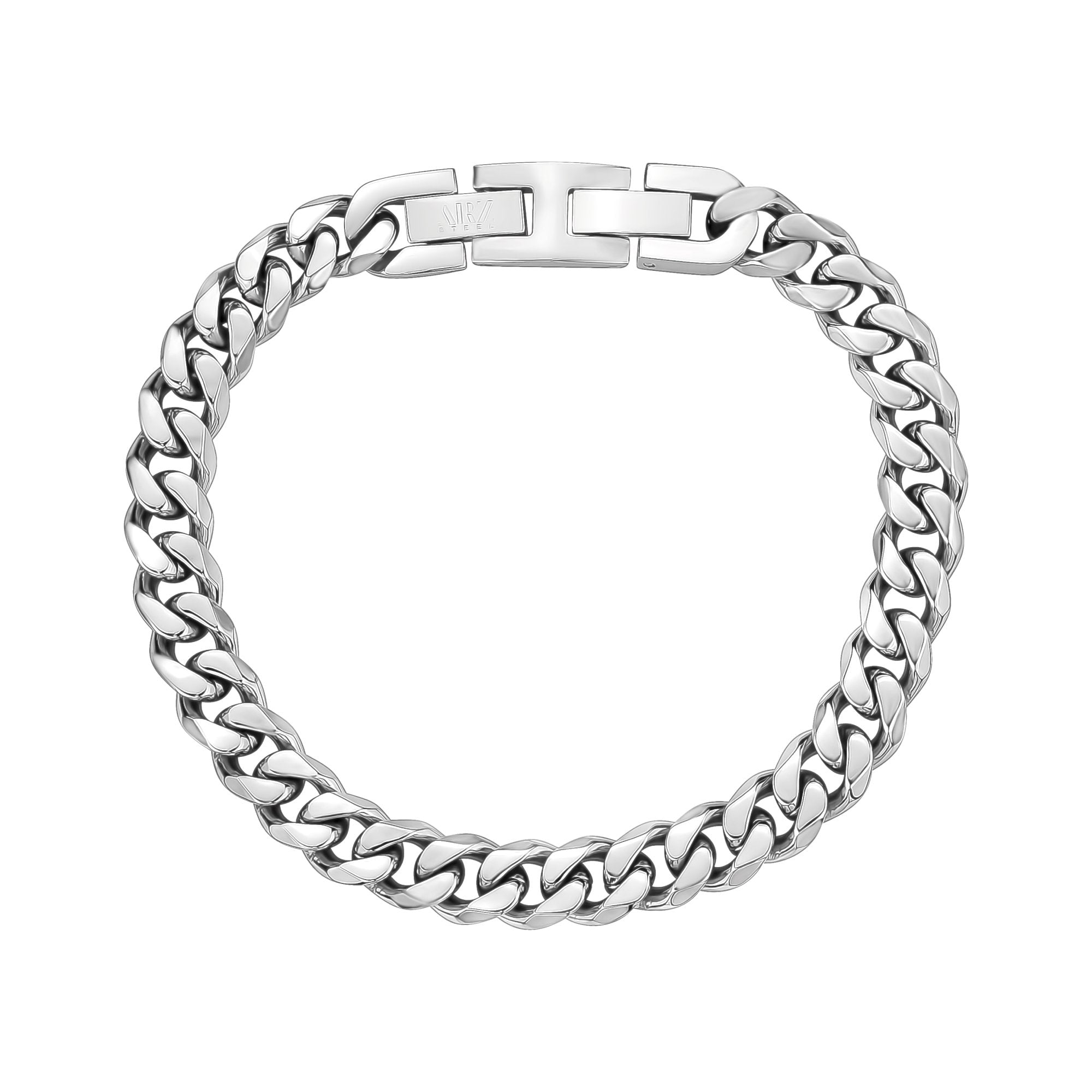 Silver Mens Bracelet Chain 8mm Cuban Link Chain Bracelet Mens 