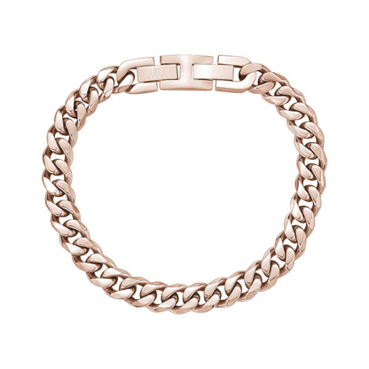 Mens Steel Bracelets - 8mm Rose Gold Stainless Steel Cuban Link Bracelet