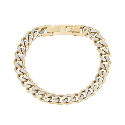 Mens Steel Bracelets - 8mm Gold Two Tone Steel Cuban Link Bracelet