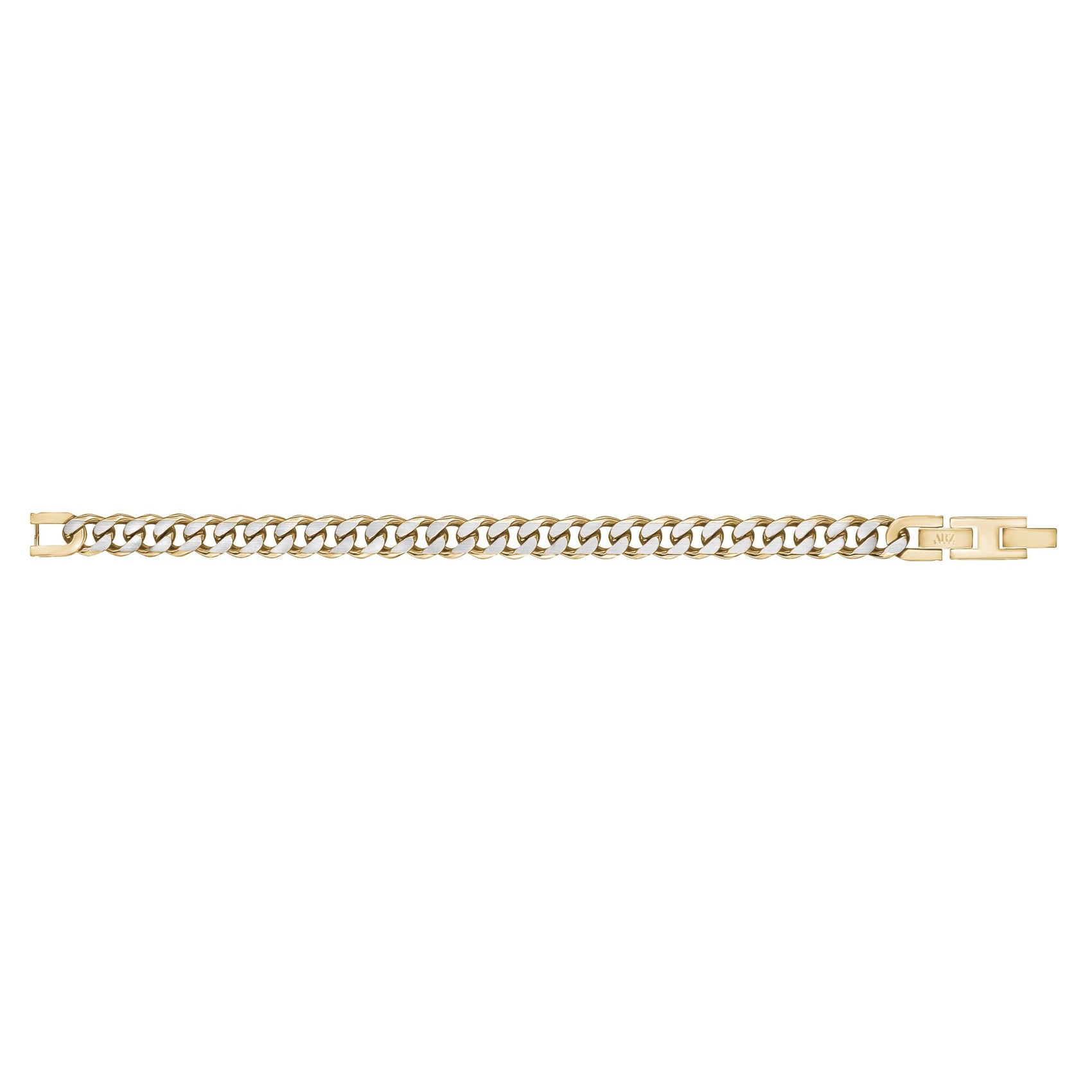 Mens Steel Bracelets - 8mm Gold Two Tone Steel Cuban Link Bracelet