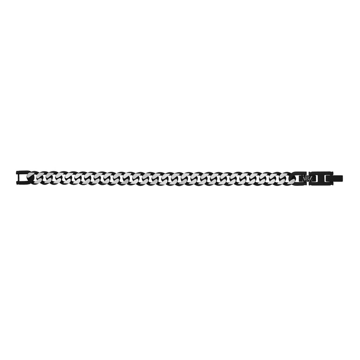 Mens Steel Bracelets - 8mm Black Two Tone Steel Cuban Link Bracelet