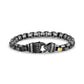 Mens Steel Bracelets - Antiqued Steel Round Box Link Bracelet