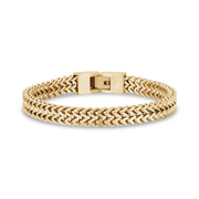 Mens Steel Bracelets - Double Franco Link Matte Gold Steel Bracelet