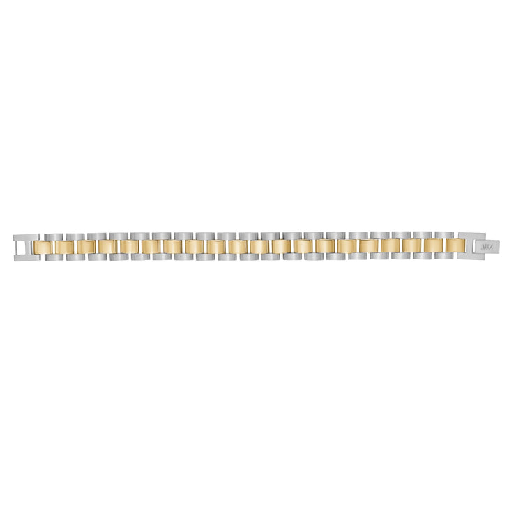 Mens Steel Bracelets - Two Tone Stainless Steel Watch Link Bracelet